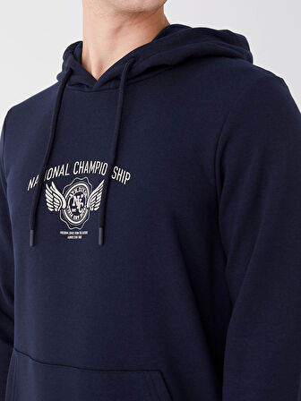 XSIDE Lacivert Uzun Kollu Baskılı Erkek Hoodie