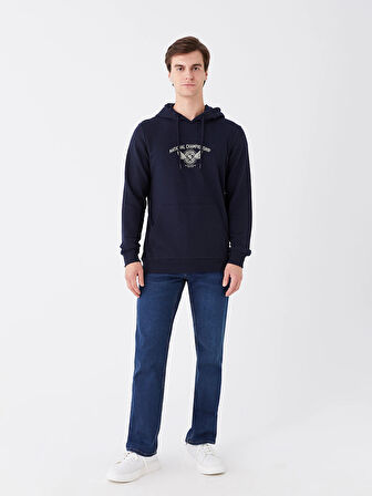 XSIDE Lacivert Uzun Kollu Baskılı Erkek Hoodie