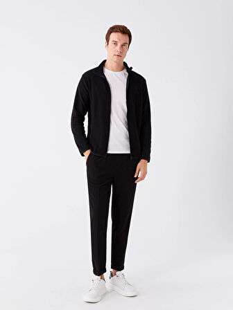 LCWAIKIKI Classic SİYAH Dik Yaka Uzun Kollu Erkek Polar Hırka