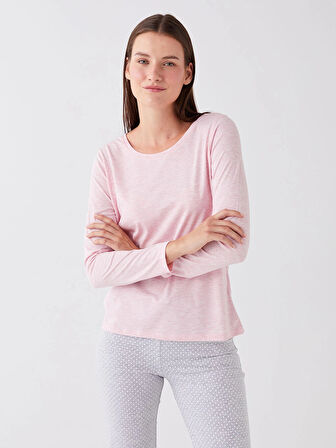 LCW DREAM Gri Bisiklet Yaka Düz Uzun Kollu Kadın Pijama Takımı