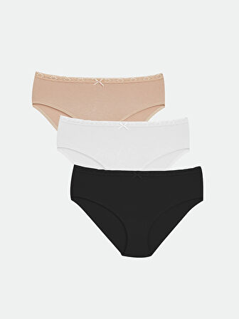 LCW DREAM Pembe Dantel Detaylı Bikini Külot 3'lü Paket