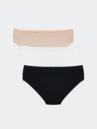 LCW DREAM Pembe Dantel Detaylı Bikini Külot 3'lü Paket