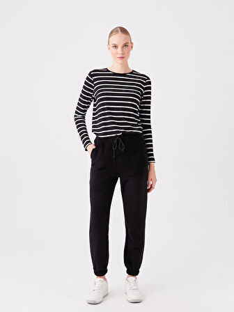 LCWAIKIKI Basic SİYAH Kadın Beli Lastikli Düz Eşofman Altı