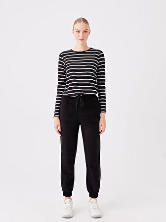 LCWAIKIKI Basic SİYAH Kadın Beli Lastikli Düz Eşofman Altı