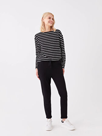 LCW Vision Siyah Kadın Beli Lastikli Düz Eşofman Altı