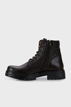 Lumberjack Wagner Yuvarlak Burun Kısa Topuk Bağcıklı Outdoor Kahverengi Biker Bot Deri