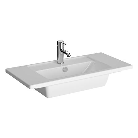 VitrA Integra 7036B003-0001 Etajerli Lavabo, kompakt,Beyaz , 80x39 cm