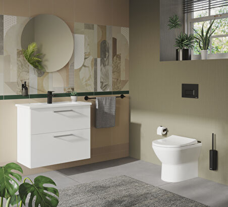 VitrA Integra 7036B003-0001 Etajerli Lavabo, kompakt,Beyaz , 80x39 cm