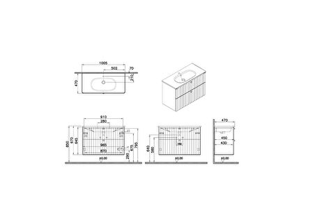 VitrA Root Groove 69457 Lavabo Dolabı, 100 cm, Mat Beyaz