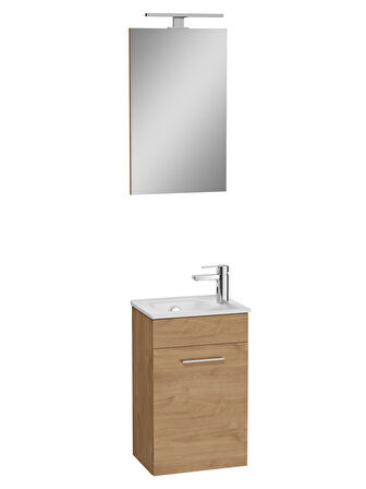 VitrA Mia 67089 Banyo Dolabı Seti Kapaklı, 40 cm, Altın Meşe