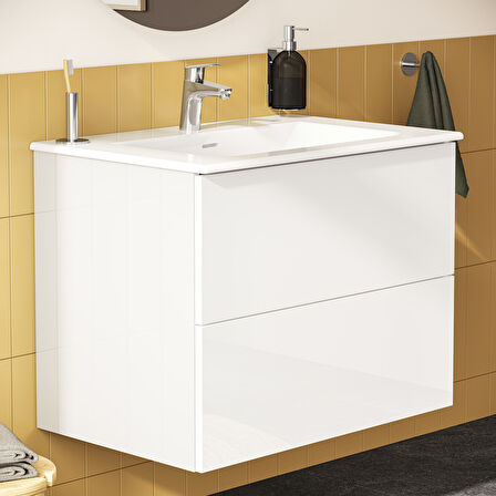 VitrA Metropole Pure 67226 Lavabo Dolabı, 2 Çekmeceli, Parlak Beyaz, 80 cm