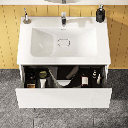 VitrA Metropole Pure 67226 Lavabo Dolabı, 2 Çekmeceli, Parlak Beyaz, 80 cm