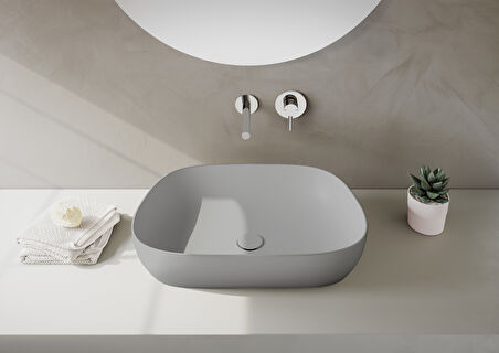VitrA Outline 5993B476-0016 Çanak Lavabo, TV Şekilli, Mat Taş Gri, 60x40 cm