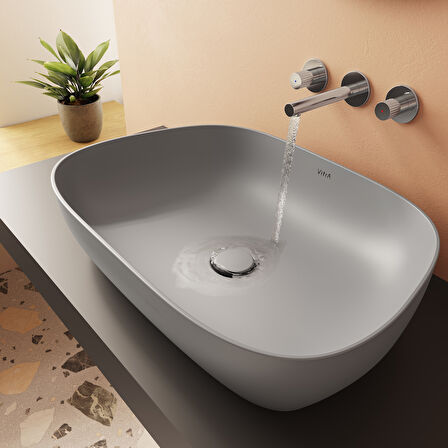 VitrA Outline 5993B476-0016 Çanak Lavabo, TV Şekilli, Mat Taş Gri, 60x40 cm