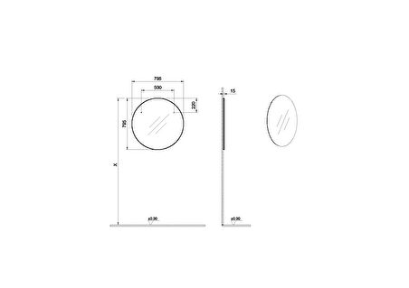 VitrA Basis Yuvarlak Ayna Aydınlatmasız 67664 80 cm