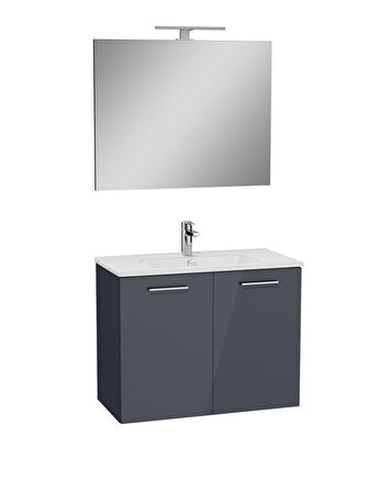 VitrA Ardea 69560 Banyo Dolabı Seti, Kapaklı, 80 cm, Parlak Antrasit