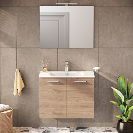 VitrA Ardea 69567 Banyo Dolabı Seti, Kapaklı, 80 cm, Altın Meşe