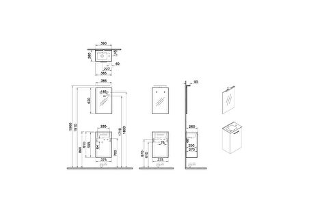 VitrA Mia 69576 Banyo Dolabı Seti, Kapaklı, Parlak Beyaz, 40 cm