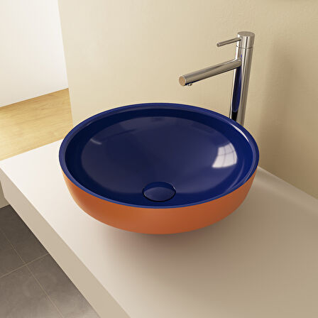 VitrA Water Jewels Çanak Lavabo 4334B426-1361, Yuvarlak, Kompakt, Terrarosa-Mavi,