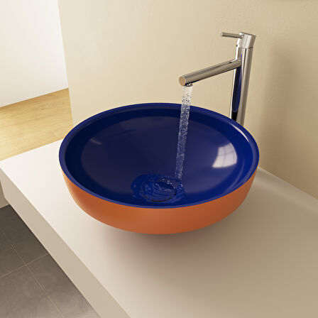 VitrA Water Jewels Çanak Lavabo 4334B426-1361, Yuvarlak, Kompakt, Terrarosa-Mavi,