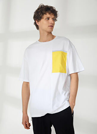 Gmg Fırenze Beyaz - Sarı Erkek Bisiklet Yaka Slim Fit T-Shirt GU23MSS03034