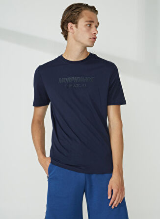 Murphy&Nye Bisiklet Yaka Düz Lacivert Erkek T-Shirt EMBOSS T-SHIRT
