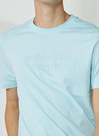 Murphy&Nye Bisiklet Yaka Düz Mavi Erkek T-Shirt EMBOSS t-shirt