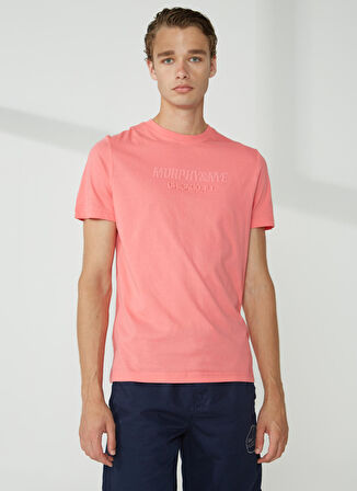 Murphy&Nye Bisiklet Yaka Düz Pembe Erkek T-Shirt EMBOSS t-shirt
