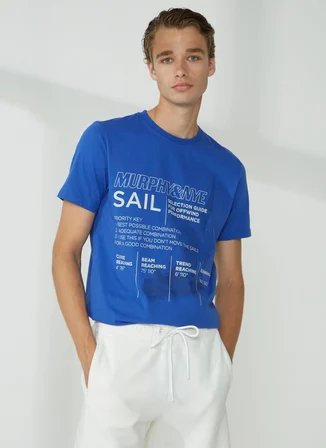 Murphy&Nye Bisiklet Yaka Düz Saks Erkek T-Shirt RIG t-shirt