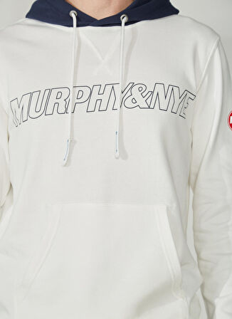 Murphy&Nye Kapüşon Yaka Düz Beyaz Erkek Sweatshırt FREIGHTER SWEATSHIRT