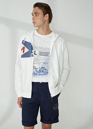 Murphy&Nye Kapüşon Yaka Düz Beyaz Erkek Sweatshırt HOODED FLAG SWEATSHIRT