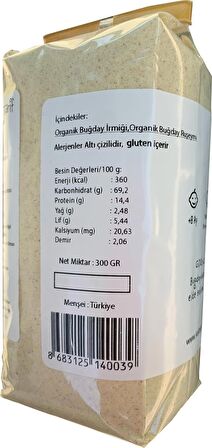 Organik Sertifikalı Doğal Buğday Ruşeymli Bebek Irmiği 600gr 300 gr 2 Paket +8 Ay