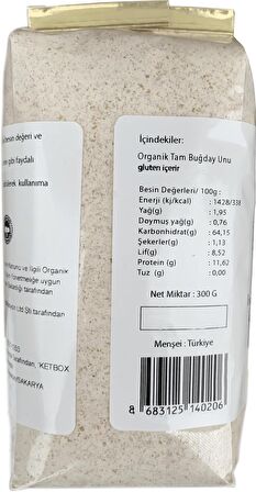 Organik Tam Buğday Unu 300 GR +8 Ay