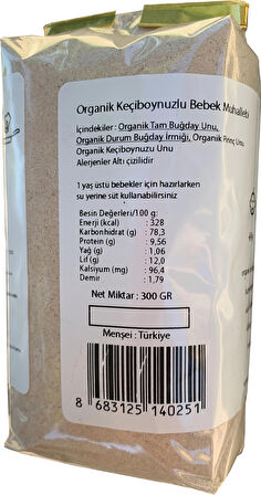 Organik Keçiboynuzlu Bebek Muhallebisi Karışımı 300 Gr Ek Gıda +8 Ay