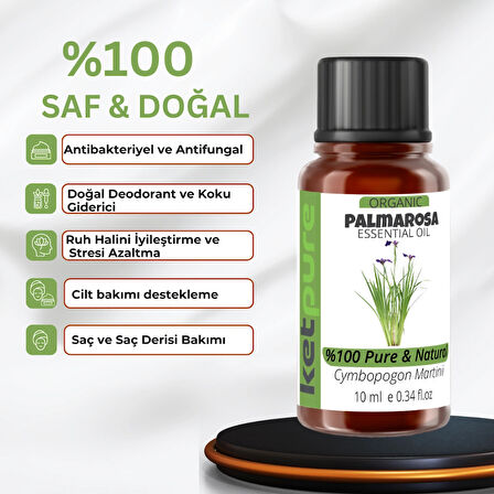 Organik İçerikli Palmarosa Uçucu Yağı 10 ML Palmarosa Essential Oil