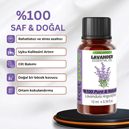 Organik İçerikli Lavanta Uçucu Yağı (10 ml) Lavandula Angustifolia Essential Oil