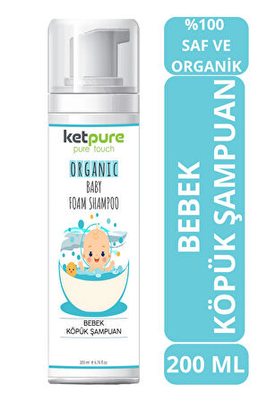Yenidoğan Bebek Köpük Şampuanı Saç ve Vücut İçin Organik ve Doğal İçerik 200 ML