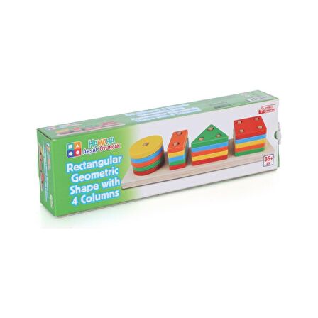 Hamaha Wooden Toys Doğal Ahşap Eğitici Oyuncak Dikdörtgen 4'lü Sütun Geometrik Şekil