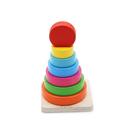 Hamaha Wooden Toys Doğal Ahşap Eğitici Oyuncak Gökkuşağı Yuvarlak Denge Kule