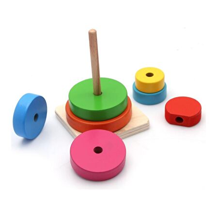 Hamaha Wooden Toys Doğal Ahşap Eğitici Oyuncak Gökkuşağı Yuvarlak Denge Kule