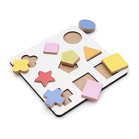 Hamaha Wooden Toys Doğal Ahşap Eğitici Oyuncak Yıldız Geometrik Şekiller Renkli Bultak