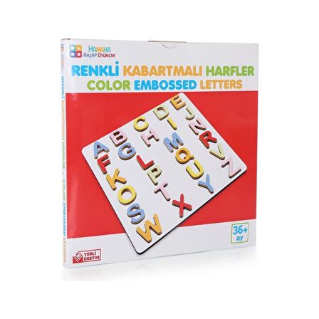 Hamaha Wooden Toys Doğal Ahşap Eğitici Oyuncak Renkli Kabartmalı Harfler