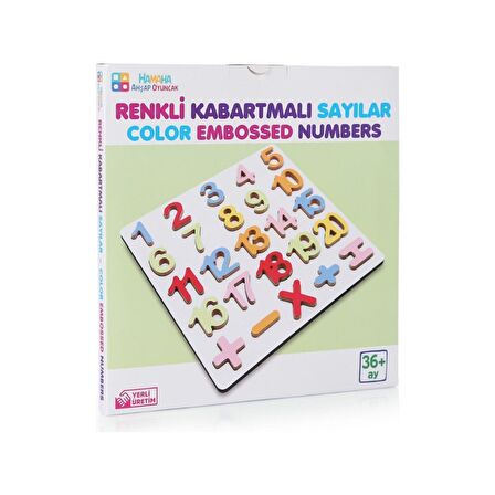 Hamaha Wooden Toys Doğal Ahşap Eğitici Oyuncak Renkli Kabartmalı Sayılar