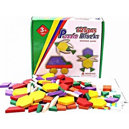 Hamaha Wooden Toys 125 Parça Ahşap Eğitici Tangram Puzzle Blok Seti