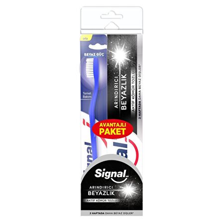 Signal White System Arındırıcı Beyazlık Diş Macunu 75 Ml +Beyaz Güç Diş Fırçası -orta- Seti