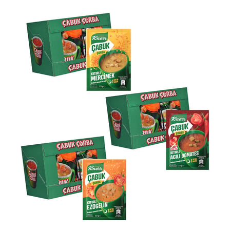 Knorr Çabuk Çorba Mercimek - Ezo Gelin - Acı Domates 72 li Karma Set