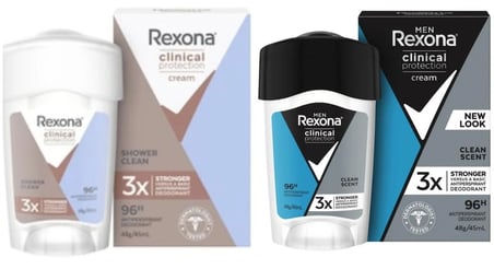 Rexona Clinical Kadın Protection Shower Clean + Erkek Active Scent Stick Deodorant 45 ML 2'li 