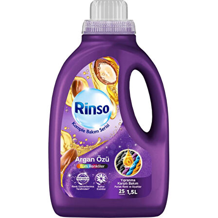 Rinso Sıvı Çamaşır Deterjanı Komple Bakım Serisi Argan Özü Tüm Renkliler Için 1.5 LT