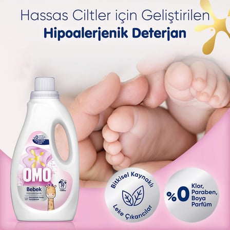 Omo Bebek Sıvı Çamaşır Deterjanı 1500 ml x 4 Adet