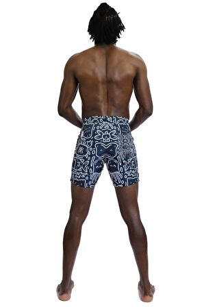 Enzo Stanley Erkek Desenli Lacivert Deniz Şortu